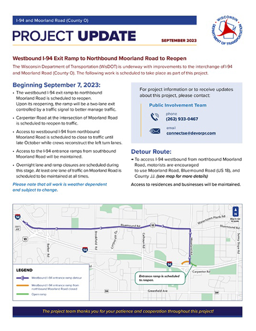 Directions to Orthopaedic Associates of Wisconsin during Moorland Construction